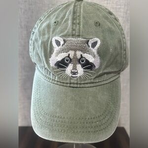 Green Raccoon Embroidered Hat